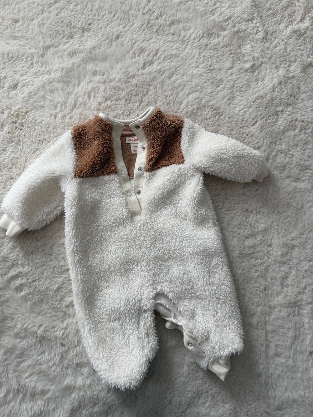 Cat & Jack White and Brown Sherpa Footed One-Piece